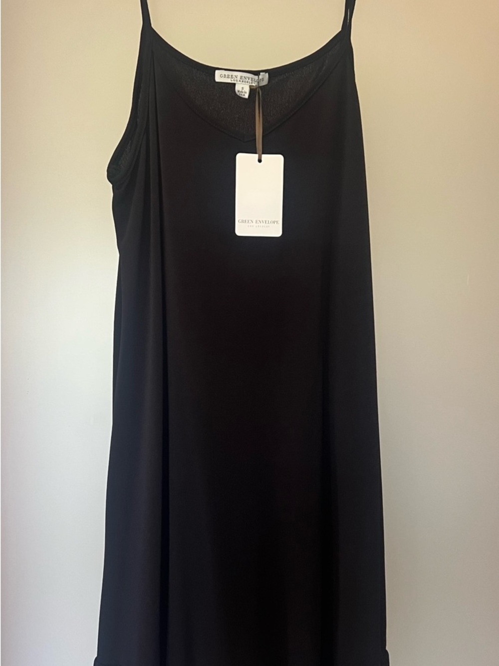 Green Envelope Black Slip Mini Dress